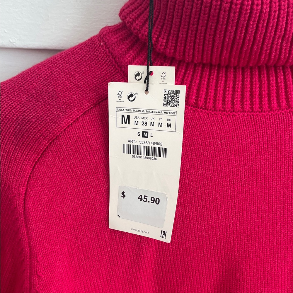 NEW Zara Women's Pink Turtleneck Sweater - Picture 3 of 5